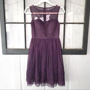 Eliza J occasion dress, purple eggplant chiffon
